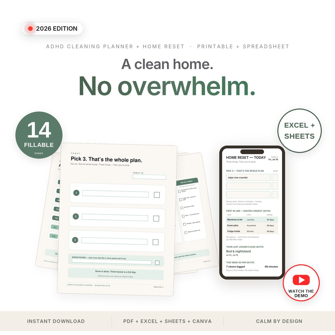ADHD Cleaning Planner — A clean home. No overwhelm