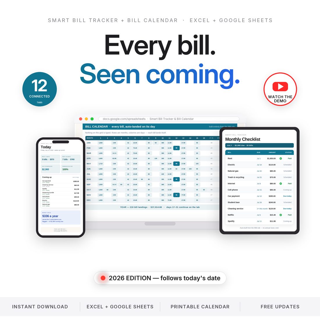 Smart Bill Tracker — Every bill. Seen coming