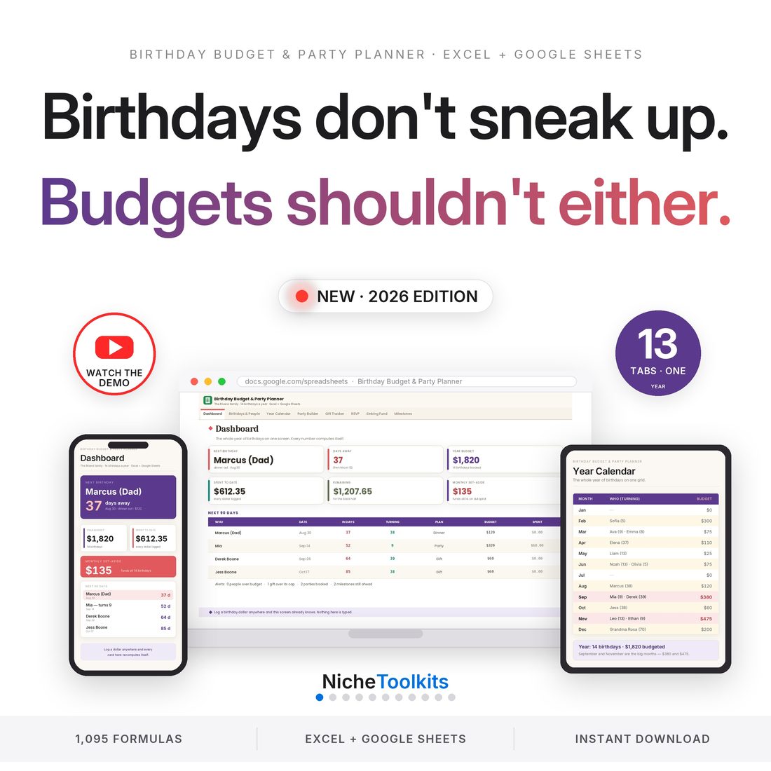 Birthday Budget and Party Planner — one birthday is an event, fourteen are a budget line, and this is the budget line.