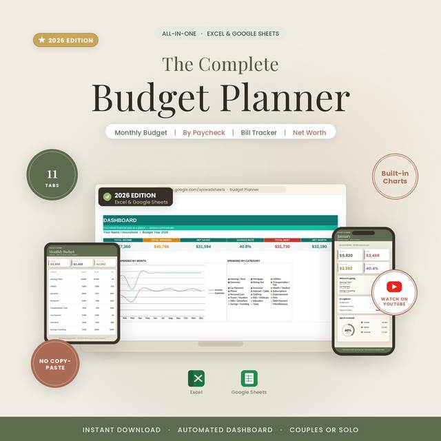 Budget Planner — Spreadsheet System by NicheToolkits