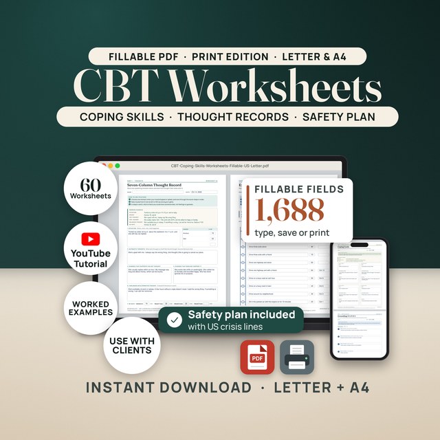 CBT & Coping Skills Worksheets Bundle