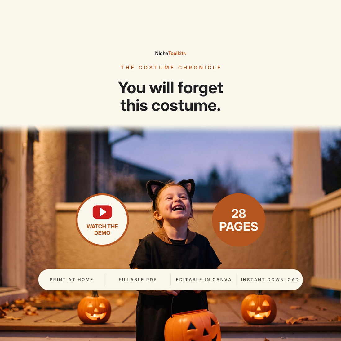 The Costume Chronicle — you get about eighteen Halloweens, then they have plans: one page holds every costume, every year, every crew.