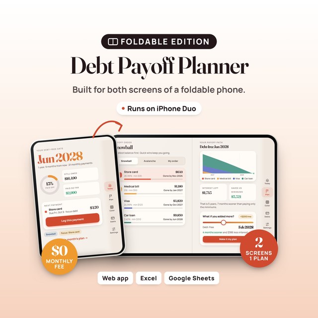 Debt Payoff Planner, Foldable Edition