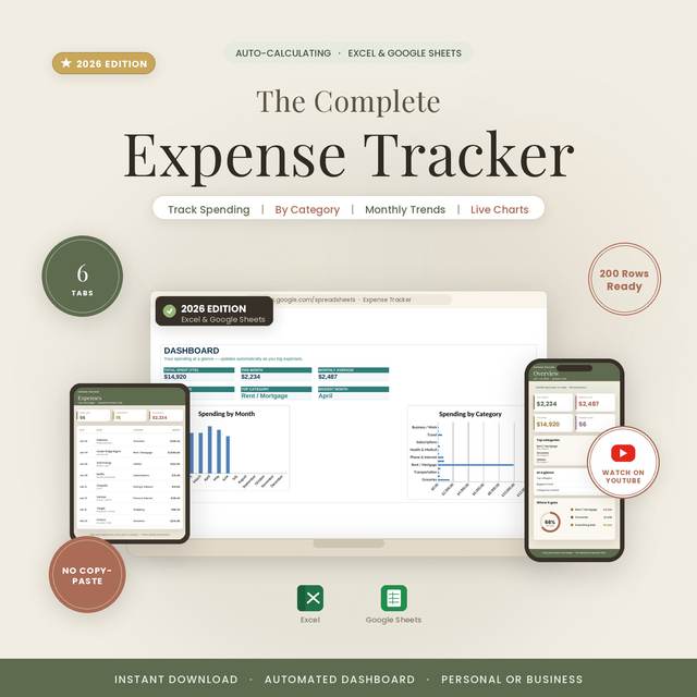 Expense Tracker — Spreadsheet System by NicheToolkits