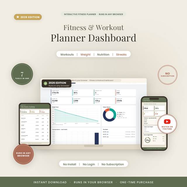 Fitness Dashboard App — Browser App by NicheToolkits