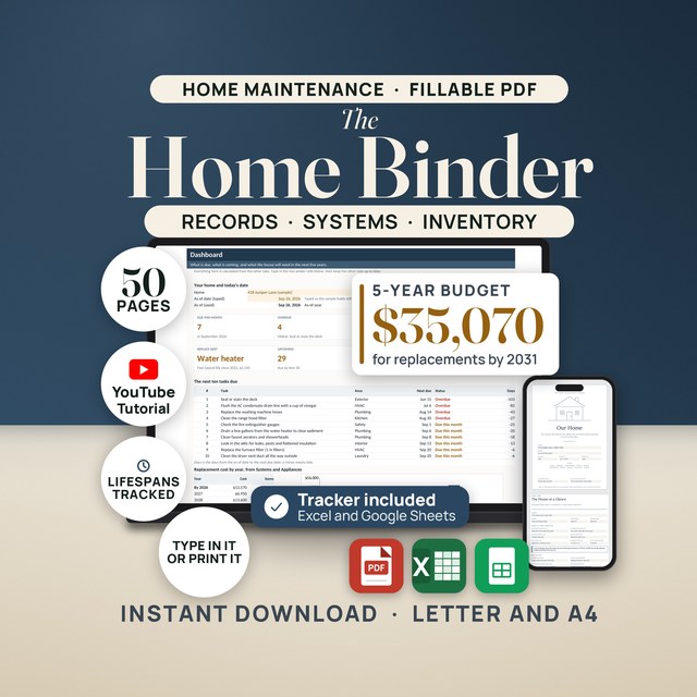 Home Maintenance Binder + Tracker