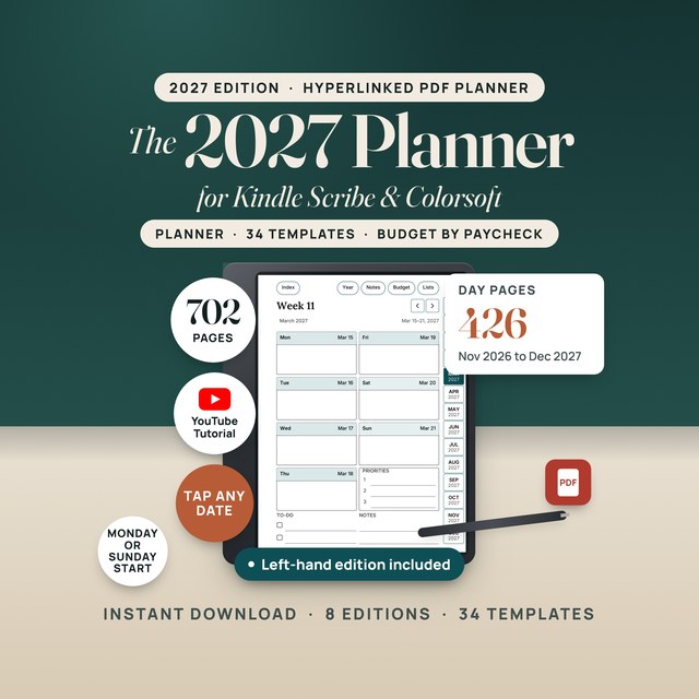 Kindle Scribe Planner 2027 + Templates