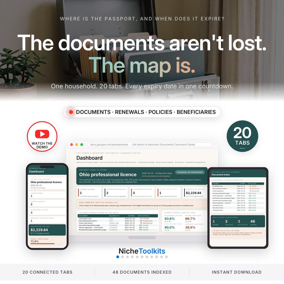 Life Admin and Important Documents Command Center — one index of where every document lives, when it expires, and who else could find it.