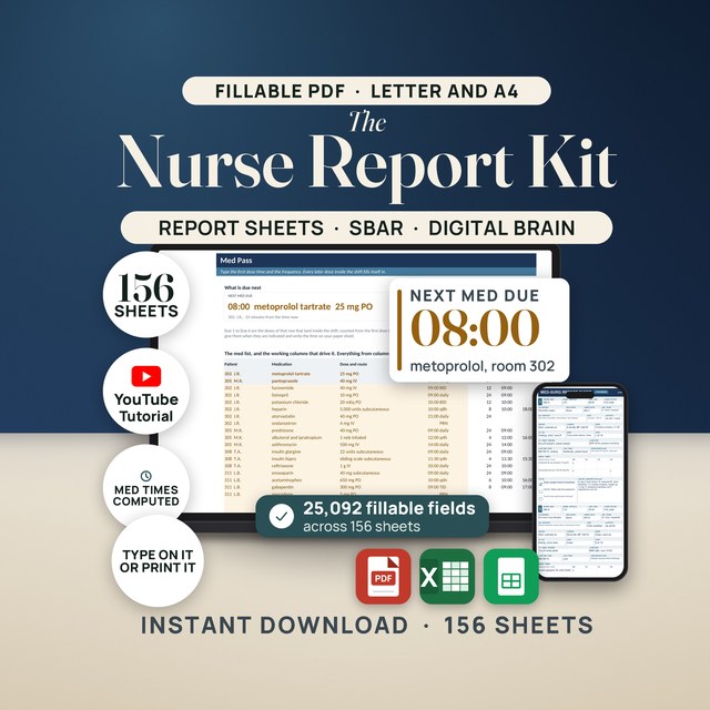 Nurse Report Sheet Bundle — Fillable PDF + Spreadsheet
