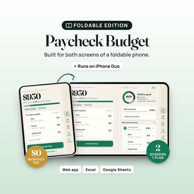 Paycheck Budget, Foldable Edition
