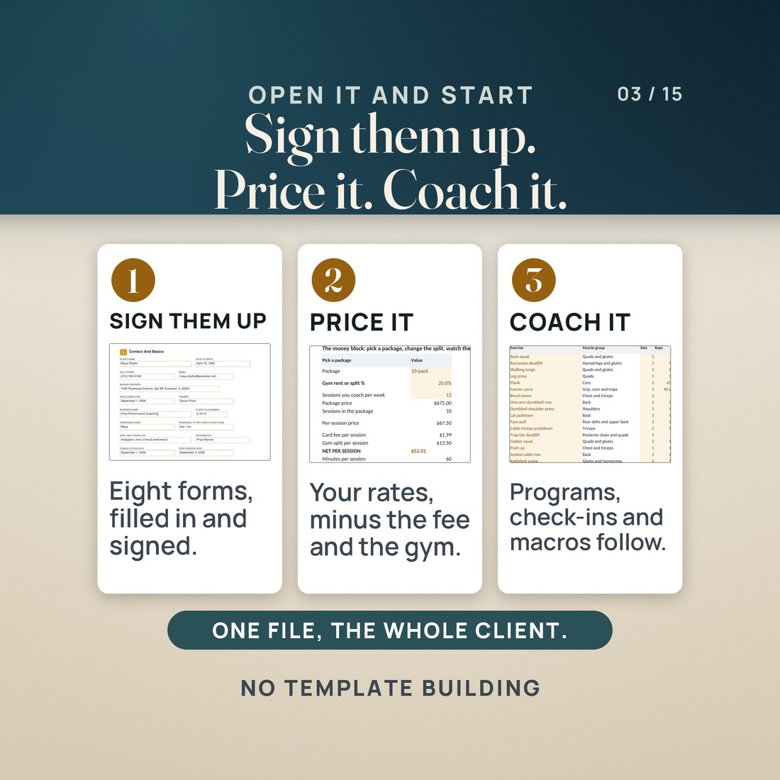 Three steps: set your numbers, send the paperwork, run the client.
