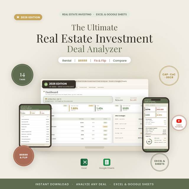 Real Estate Deal Analyzer — Spreadsheet System by NicheToolkits