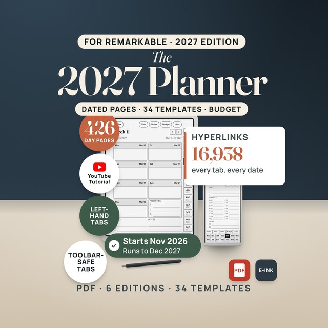 reMarkable Planner 2027 + Templates